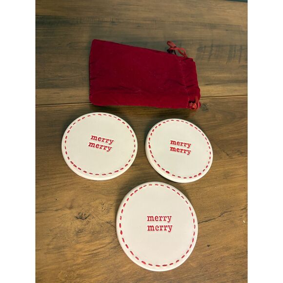 Lot of 3 Ceramic Pier 1 Christmas Coasters - Picture 1 of 6